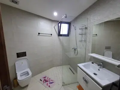a bathroom with a toilet and a sink and a shower at Burj malak in Marrakech