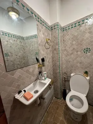 a bathroom with a toilet and a sink at Riad Talal in Marrakech