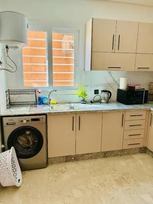 a kitchen with a washing machine and a sink at Appartement 2 chambres à Marrakech - Résidence Soulaymane, in Marrakech