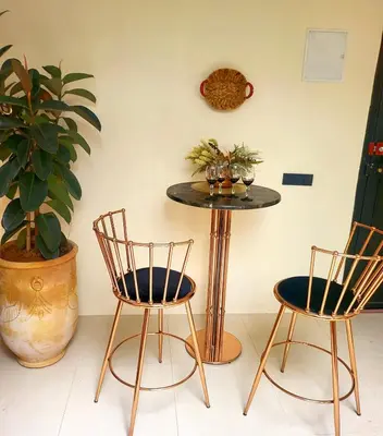 two chairs and a table in a room with a plant at Riad Duplex de charme 2 chambres in Marrakech