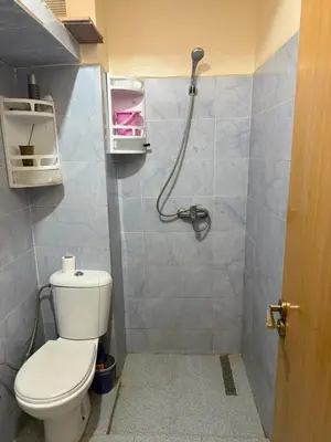 a bathroom with a toilet and a shower at Apparemment à Marrakech in Marrakech