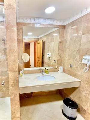 a bathroom with a sink and a mirror at Appartement Plaza Centre in Marrakech