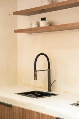 a kitchen sink with a faucet on a counter at Studio de reve au Coeur de Marrakech in Marrakech