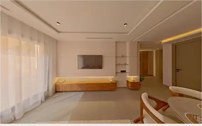 a living room with a tub and a television at Appartement chic Menara Mall piscine Rooftop in Marrakech