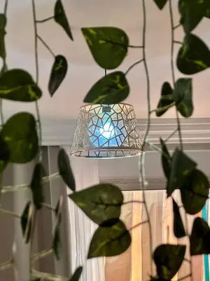 a light hanging from a ceiling with a plant at Central terrace XXL - Carré Eden - smart Lock in Marrakech