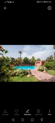a picture of a swimming pool and a picture of a house at pation et jardin in Marrakech