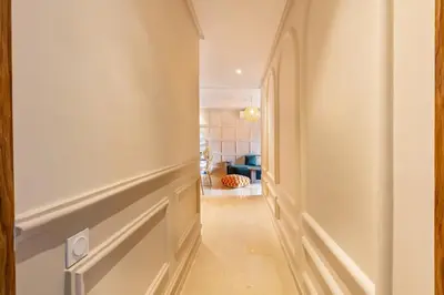 a hallway leading into a living room with at Prestigia GOLF with Pool Bohemian Cocoon Stylish in Marrakech