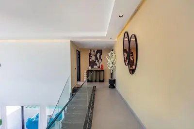 a hallway of a house with a glass floor at Luxury Villa, Design, Comfort, Heated Pool, Games in Marrakech
