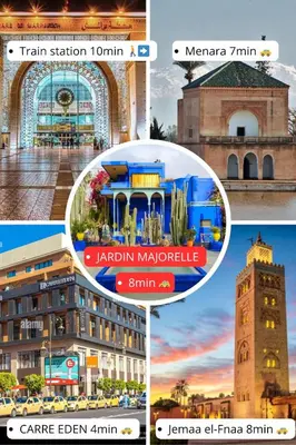 a collage of pictures of different cities and buildings at Modern Flat Gueliz Near Medina Netflix AC in Marrakech