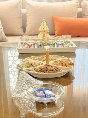 a table with a tray of food on a table at La perle de Marrakech in Marrakech