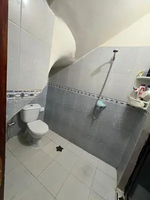 a bathroom with a toilet in the corner of a room at Dar Adil à 5 min from Jemaa el fna médina in Marrakech