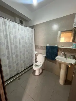 a bathroom with a toilet and a sink at Appartement très bien meublé in Marrakech
