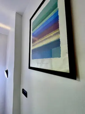 a painting of a rainbow on a door at Mdina Studio- 5 min de la place in Marrakech
