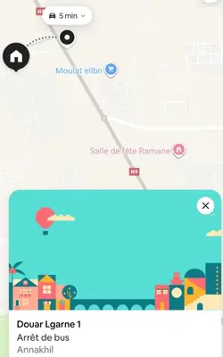 a screenshot of a cell phone with a screenshot of the google maps page at Villa Familiale, Piscine et jardin privés, proche du centre ville in Marrakech
