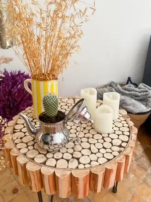a table with a vase and a cactus on it at Riad coup de coeur, Medina, Marrakech in Marrakech