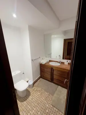 a bathroom with a toilet and a sink at Luxury 2 bedroom apartment - Gueliz Plaza in Marrakech