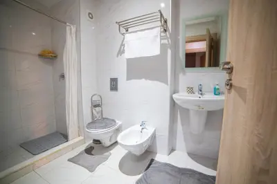 a bathroom with a toilet and a sink and a shower at La citrine A in Marrakech