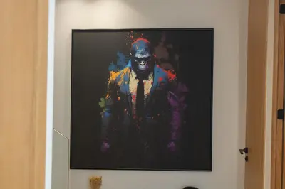 a painting of a man wearing a mask at Villa de prestige avec piscine privée in Marrakech