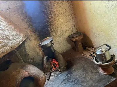 a dirty bathroom with two toilets and a fire at Atlas Mountains 3 Valleys Experience All-Inclusive Private Tour from Marrakesh in Marrakech