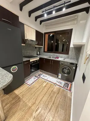 a kitchen with a washer and dryer in it at City garden in Marrakech