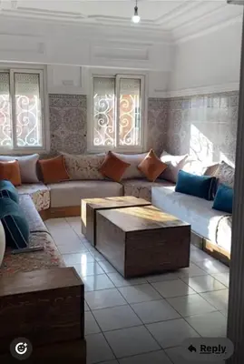 a living room with a couch and a coffee table at Marrakech 2 bedroom flat in Marrakech