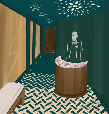 a room with a toilet and a wall with a painting at Palais Talilit in Marrakech