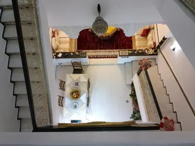 a view from the top of a staircase in a house at Riad Alhana in Marrakech