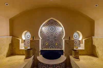 a room with a fountain with aificantificantificantificantificantificantificantificantificant at Villa Sophia in Marrakech