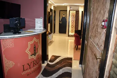 a view of a hallway with a dressing room at Lyron Hostel & Privates rooms Gueliz in Marrakech