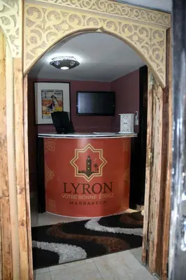 an entrance to a hotel room with a reception desk at Lyron Hostel & Privates rooms Gueliz in Marrakech