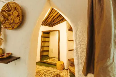 a room with a hallway with a mirror in a room at Oasis Garden Marrakech in Marrakech