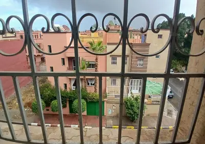 a view of a building from a window at Appart de luxe 3 in Marrakech