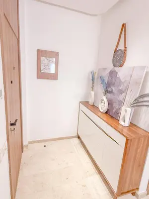 a room with a counter with a drawer and a door at Studio haut standing in Marrakech