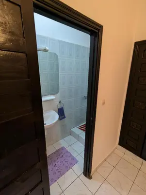 a bathroom with a shower with a toilet and a sink at Riad absar in Marrakech