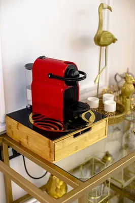 a red suitcase sitting on top of a table at Luxurious apartment in Marrakech