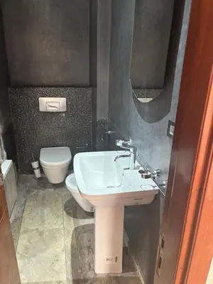 a bathroom with a sink and a toilet at Menara Garden Gueliz Marrakech in Oulad Akkou