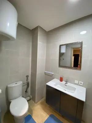 a bathroom with a white toilet and a sink at Red city charm - city center apartment in Marrakech