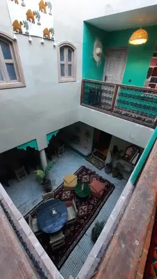 an overhead view of a living room in a house at Hotel & Riad Celia in Marrakech