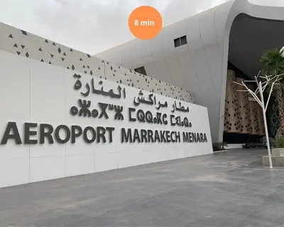 a building with a sign for aazport marriott namespace at The Right Address - Hivernage Marrakech in Marrakech