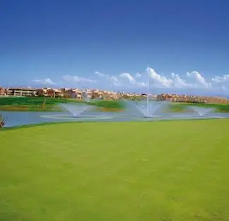 a rendering of a golf course with a water fountain at villa argana golf in Marrakech