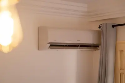 a air conditioner on a wall in a room at Modern studio with terrace in Marrakech
