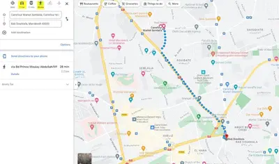 a screenshot of a google maps page with a map at Modern quiet studio Close to Guéliz in Marrakech