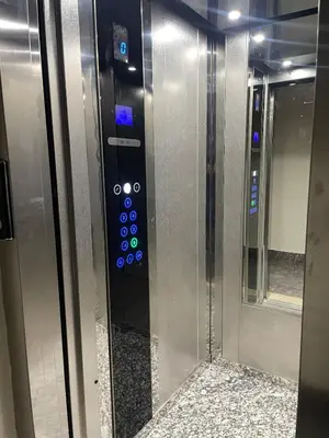 an elevator in a building with its door open at Luxury 2-room apartment - Pool view in Marrakech