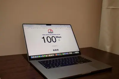 a laptop computer sitting on top of a table at Hotel-Style Studio - High speed internet - Parking in Marrakech