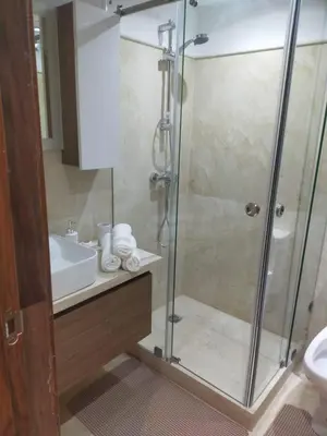 a bathroom with a shower and a sink at Duplex High Standing-0 Fees Service-10 min Gueliz in Marrakech