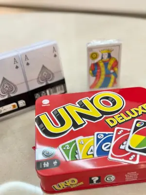 a box of jukebox games sitting on a table at Apartment with pool & gym in Marrakech