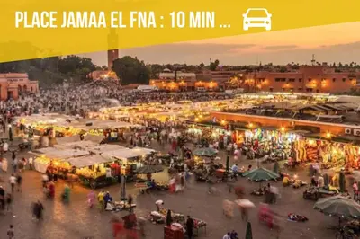 an overhead view of a market with a crowd of people at Prestigia JADE Luxury and comfort Private Garden in Marrakech