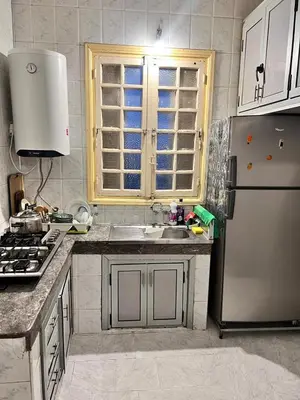 a kitchen with a sink and a refrigerator at Spacious Family Apartment near Jemaa el-Fnaa in Marrakech