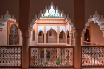 a view of a mosque from the inside at Dar Tasnime in Marrakech