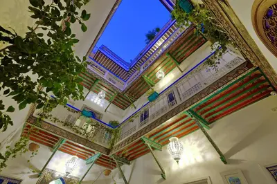 a ceiling of a building with a window at Riad Hôtel Essaouira in Marrakech